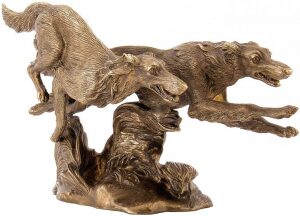 Скульптура бронзовая "Бегущие борзые"