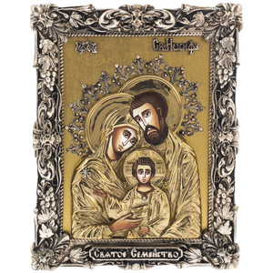 Икона с художественным литьём из бронзы "Святое семейство" малая
