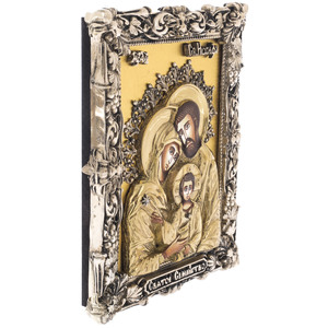 Икона с художественным литьём из бронзы "Святое семейство" малая