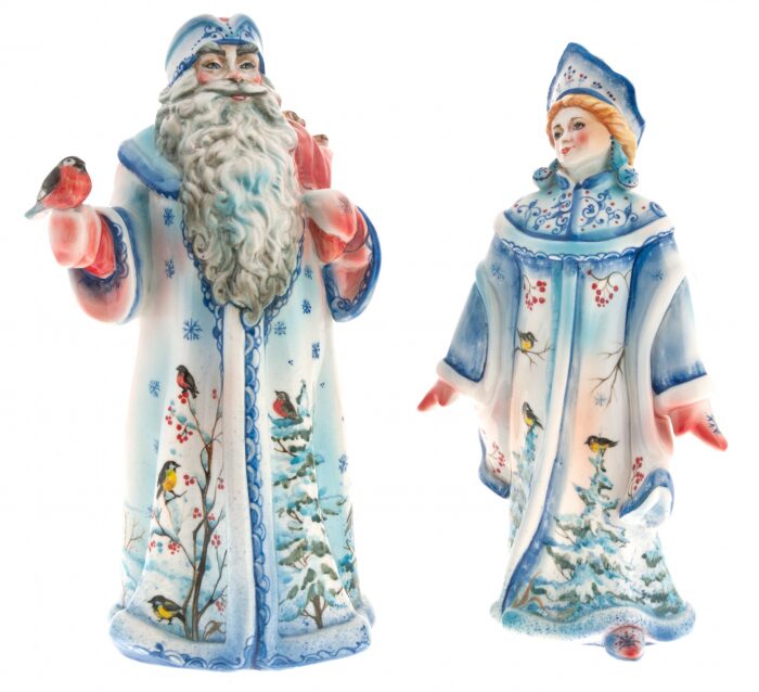 Фарфоровые статуэтки "Дед Мороз и Снегурочка"