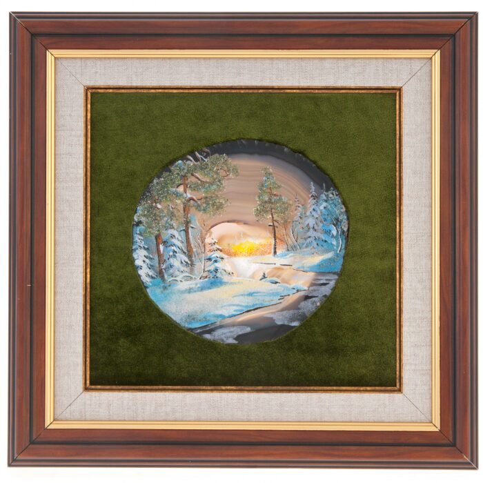 Картина на агате "Зимний рассвет"