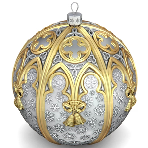 Серебряный елочный шар "Рождество" с позолотой