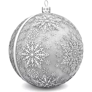 Набор из 4 серебряных ёлочных шаров "Колокольчики, Снегири, Снежинки и Ностальгия"