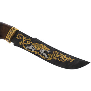 Нож сувенирный с черным дамаском "Медведь" Златоуст