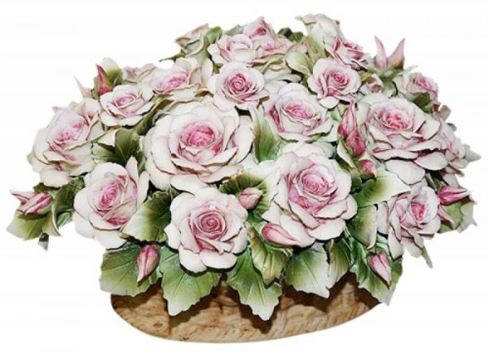 Декоративная корзинка "Розовые розы"