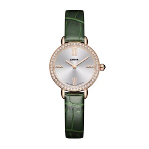Наручные кварцевые часы Lincor UNI 2025 с зеленым ремешком