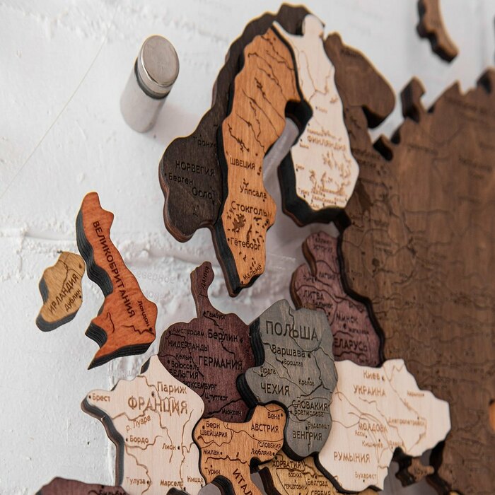 Карта мира, многоуровневая 3D "Darkwood", на заказ