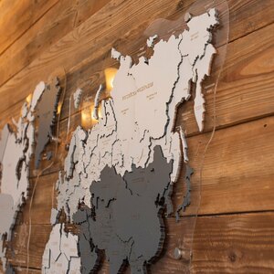 Карта мира, многоуровневая 3D "Silver Moon", на заказ