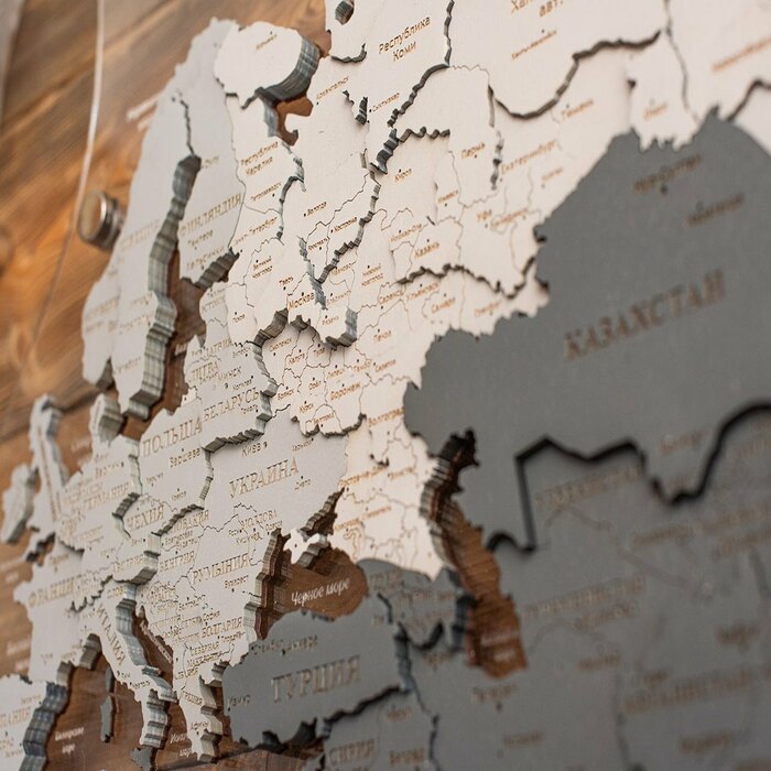Карта мира, многоуровневая 3D "Silver Moon", на заказ