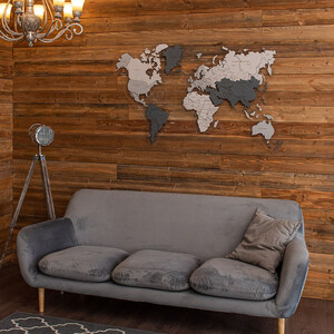 Карта мира, многоуровневая 3D "Silver Moon", на заказ