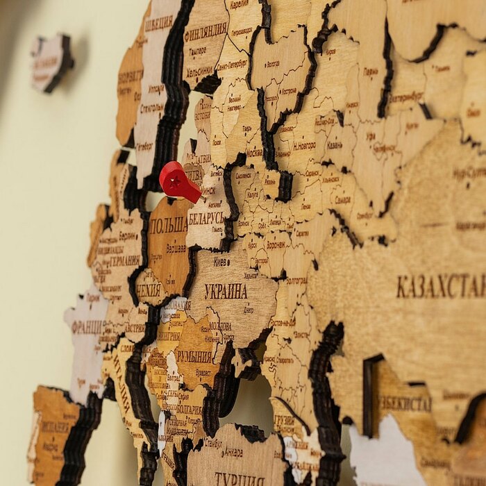 Карта мира, многоуровневая 3D "Honeyway", на заказ