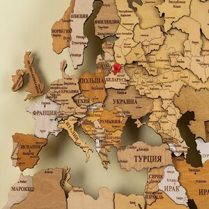 Карта мира, многоуровневая 3D "Honeyway", на заказ