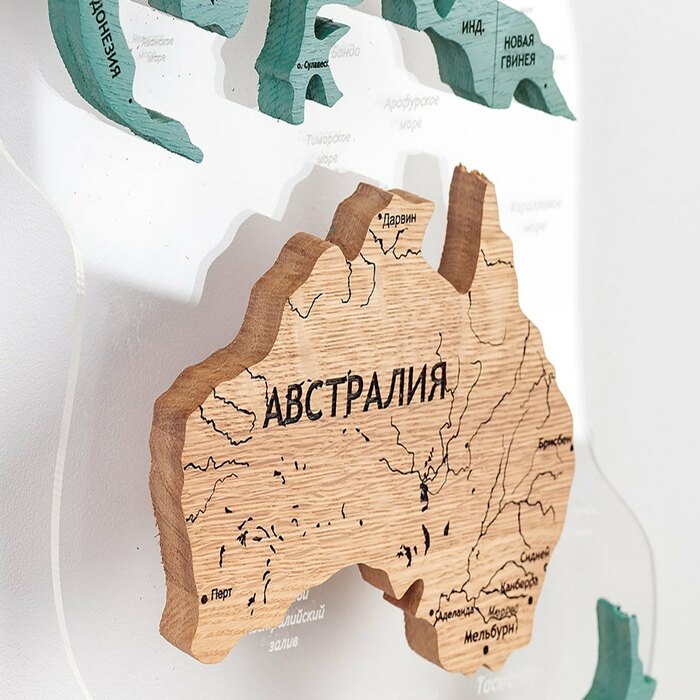 Карта мира из ценных пород дерева 3D "Лагуна", на заказ