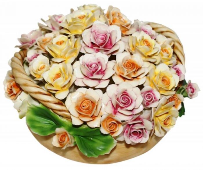 Декоративная корзина с двумя ручками "Разноцветные розы"