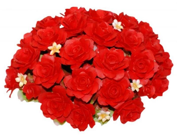 Декоративная корзинка с розами, красная