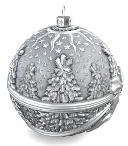 Набор из 6 серебряных ёлочных шаров "Новый год"