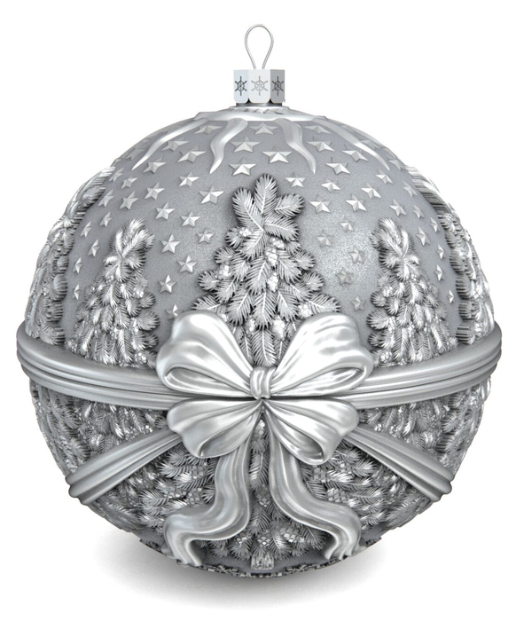 Набор из 6 серебряных ёлочных шаров "Новый год"