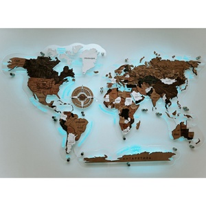 Корпоративная карта мира из ценных пород дерева 3D под заказ