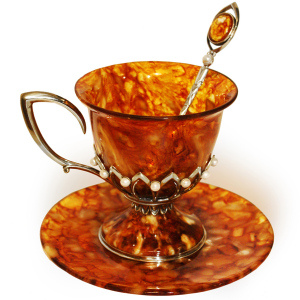 Чайный набор из янтаря "Императрица" с жемчугом
