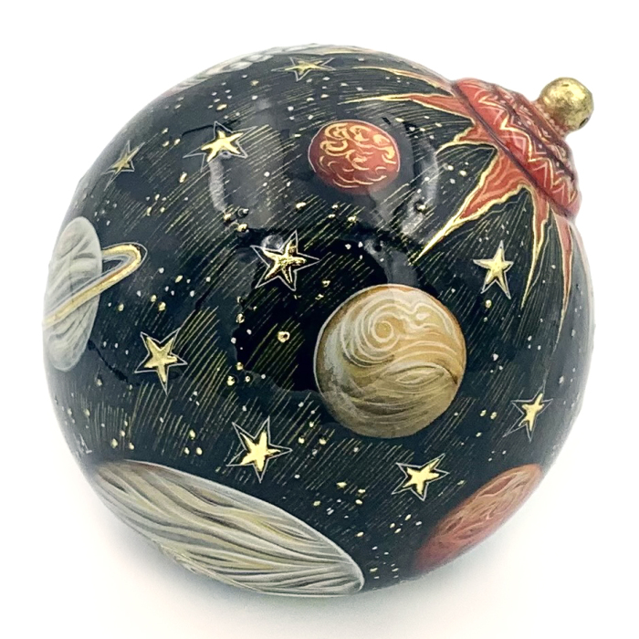 Деревянная елочная игрушка ручной работы "Вселенная"