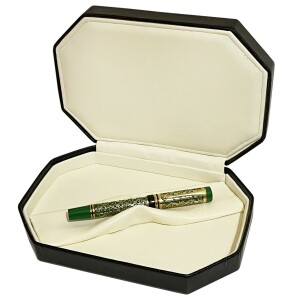 Ручка роллер с нефтяной качалкой золотисто-зеленая