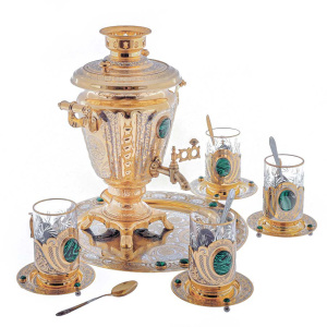 Чайный набор с самоваром "Царский" на 4 персоны, Златоуст