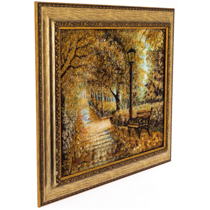 Картина из янтаря "Осень в парке"