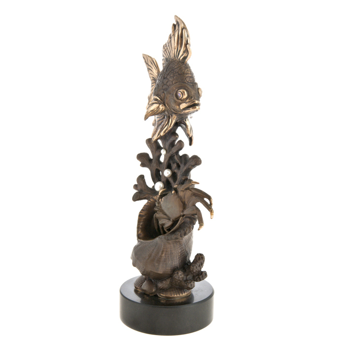 Авторская скульптура из бронзы "Охота на золотую рыбку"