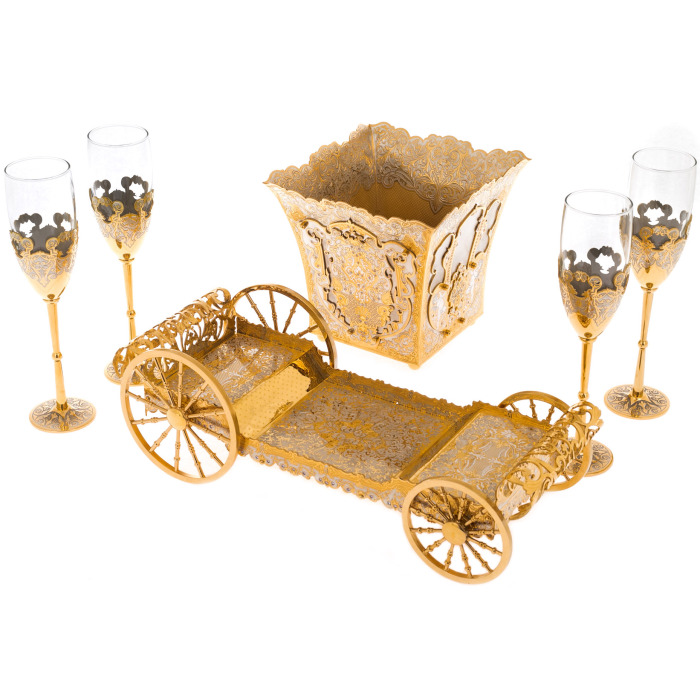 Набор для шампанского "Великолепный век" с бокалами, ведром для льда и подставкой, Златоуст