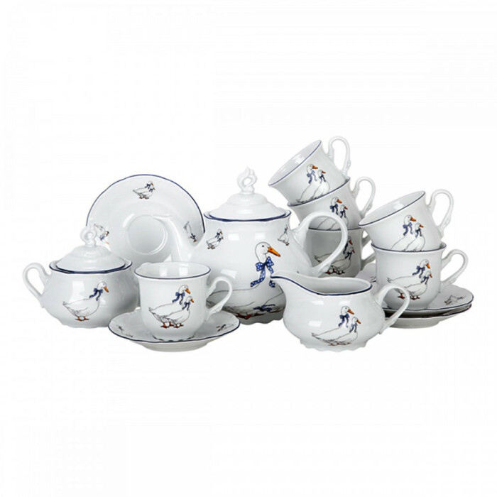 Чайный сервиз из фарфора Thun Гуси Констанция , на 6 персон, 17 предметов