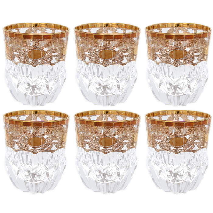 Набор  хрустальных стаканов для виски Timon ADAGIO золото, на 6 персон