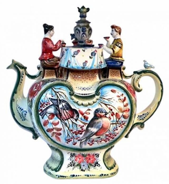 Чайник доливной "Вечерний чай" надглазурная роспись