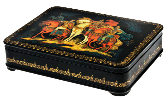 The box of Palekh "Three heroes"