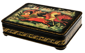 The box of Palekh "Troika" by I. Larin