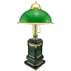 Настольная лампа из малахита "Ретро" зеленая