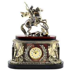 Каминные часы "Георгий Победоносец" (яшма, бронза)