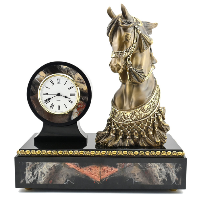 Каминные часы "Императорский конь" (яшма)