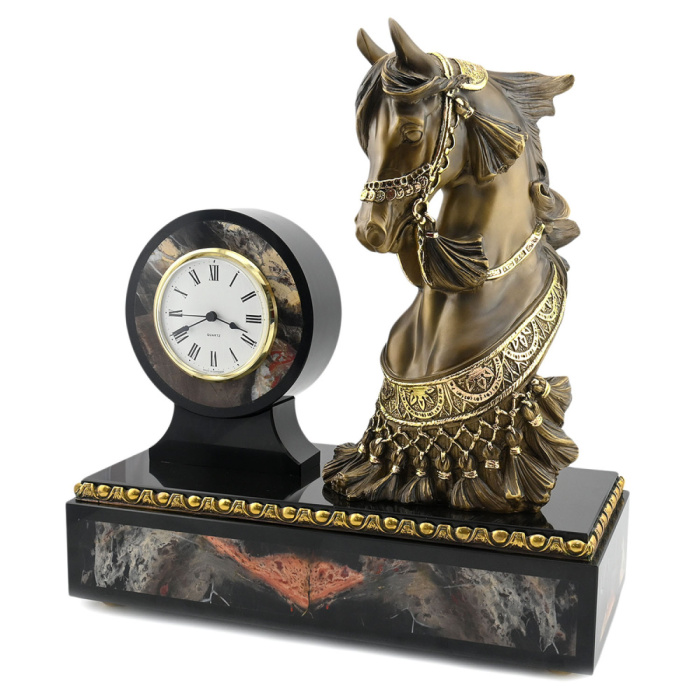 Каминные часы "Императорский конь" (яшма)