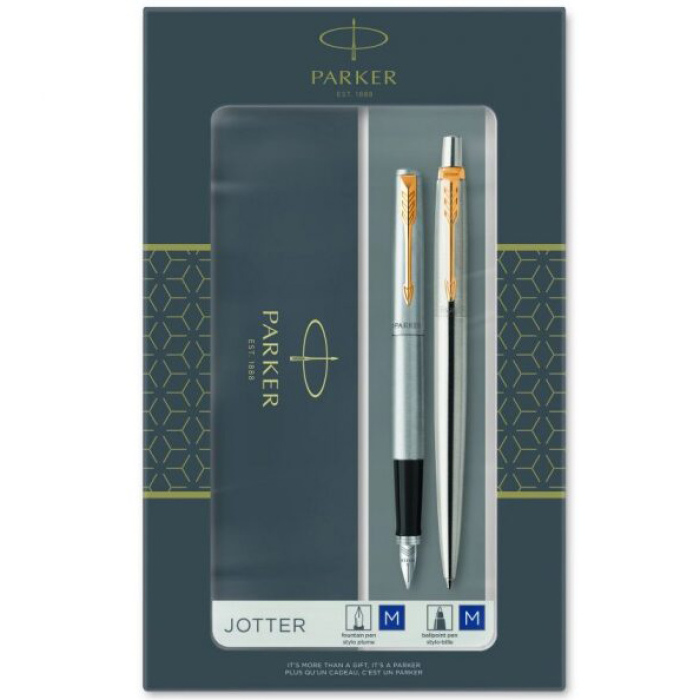 Подарочный набор: перьевая и шариковая ручки "Jotter Stainless" Steel GT M