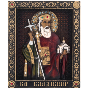 Икона из мореного дуба "Святой Князь Владимир"