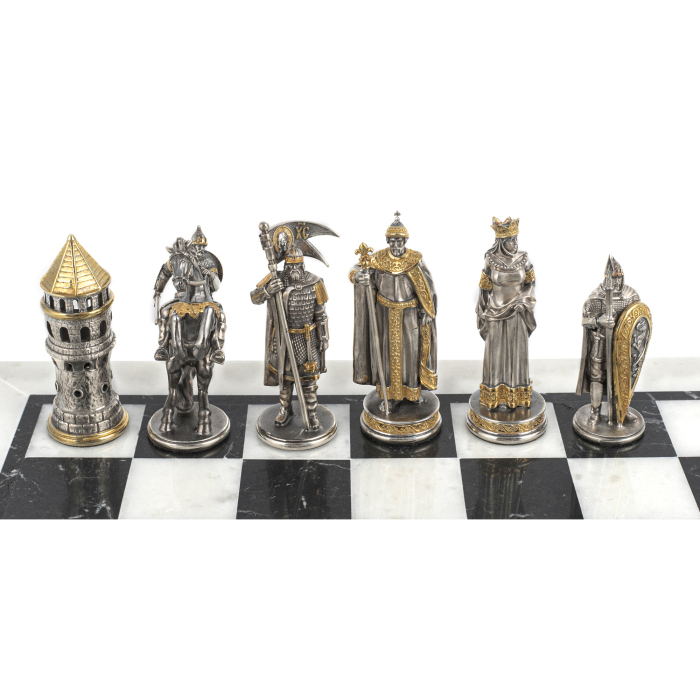 Шахматы из мрамора и серебра «Ледовое побоище»