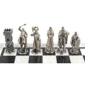 Шахматы из мрамора и серебра «Ледовое побоище»