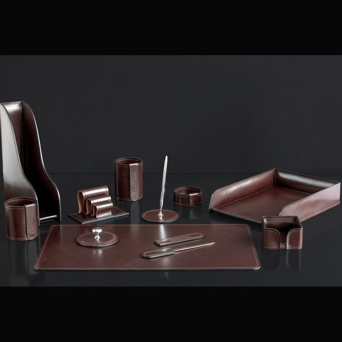 Настольный набор "Lux Full Grain Toscana" коричневый, 11 предметов