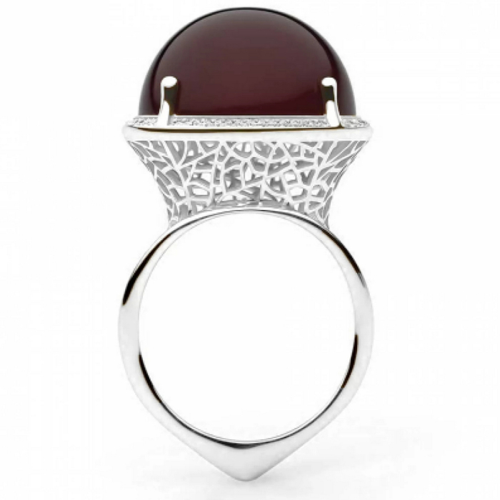 Кольцо из серебра OPERA Premium с вишневым янтарем