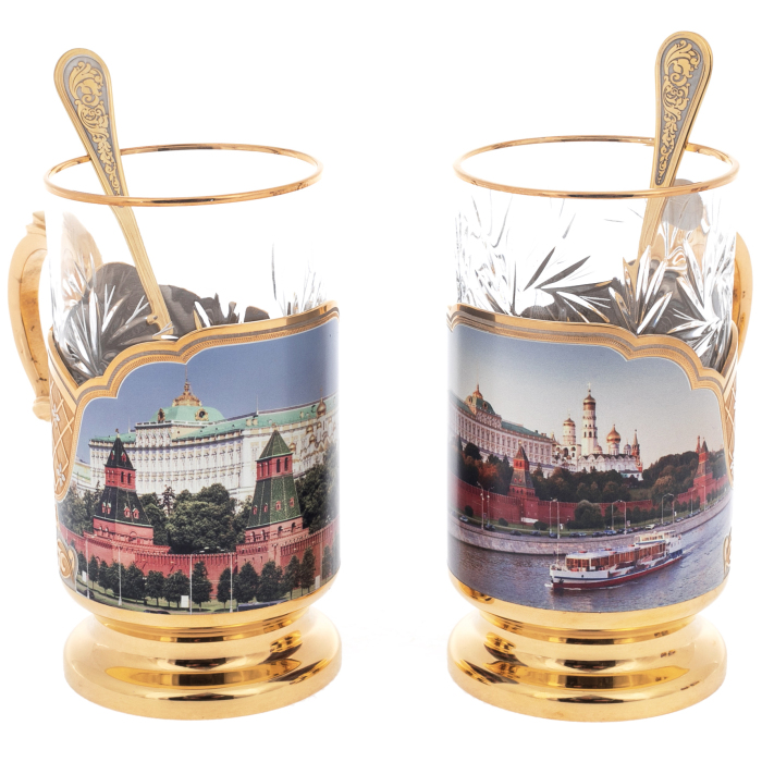 Чайный набор с самоваром "Москва" на 4 персоны, Златоуст