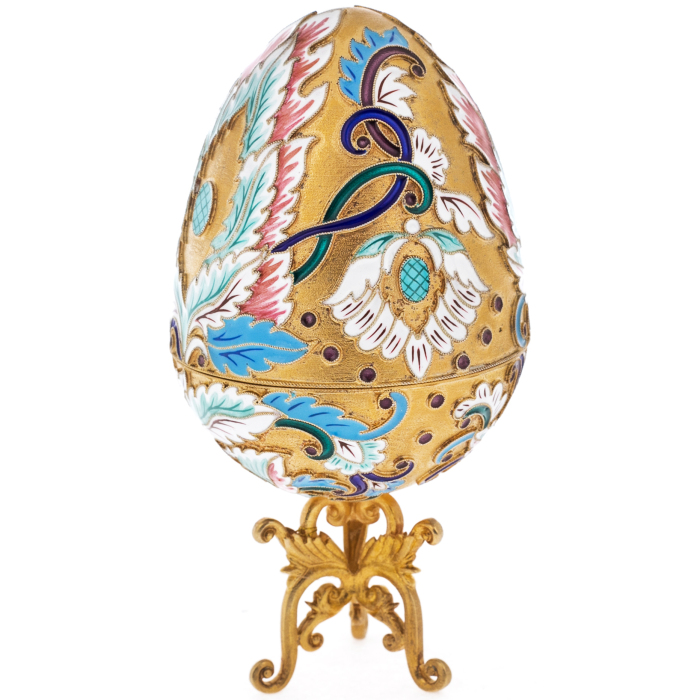 Яйцо-шкатулка "Сирень" с фианитами (серебро, эмаль)