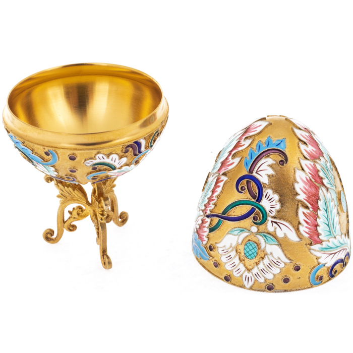 Яйцо-шкатулка "Сирень" с фианитами (серебро, эмаль)
