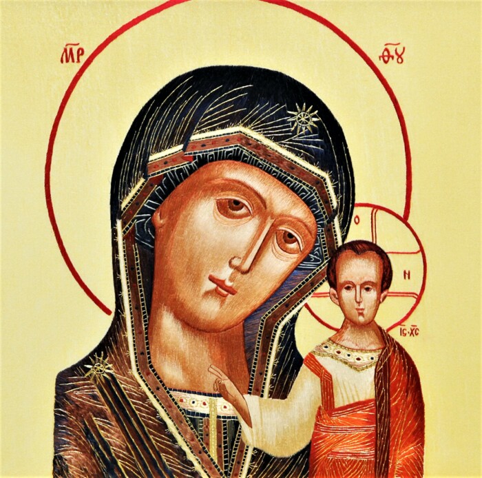 Икона на шёлке "Казанская богоматерь"
