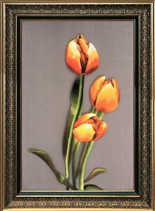 Картина на шелке "Золото тюльпанов"