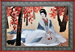 Картина на шёлке "В японском саду"